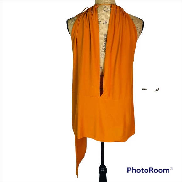 Zara Sleeveless Top Women Asymmetrical Hem Shirt Tunic Halter Neck Open Back New - Picture 2 of 15